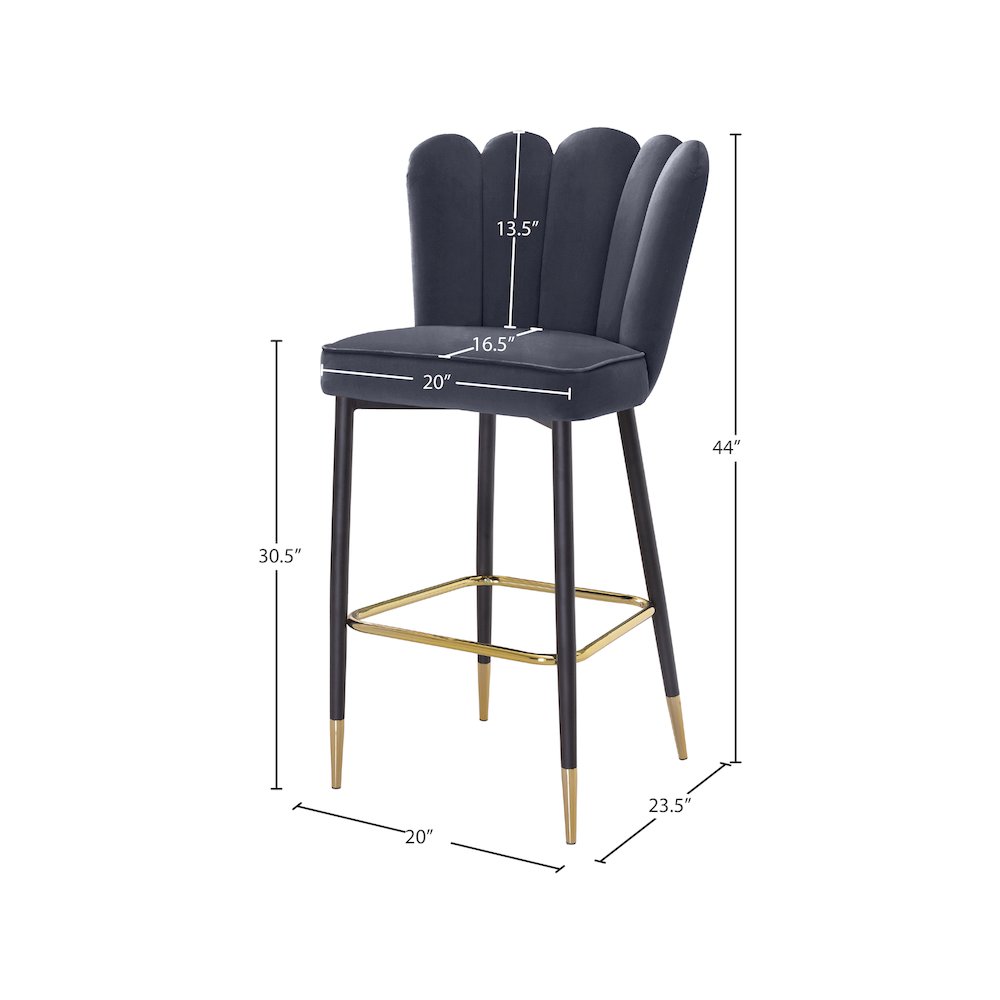 Lily Grey Velvet Stool, Set of 2