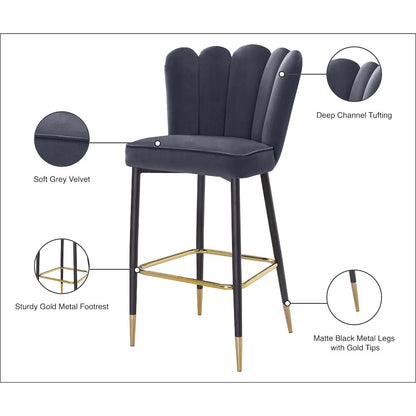 Lily Grey Velvet Stool, Set of 2