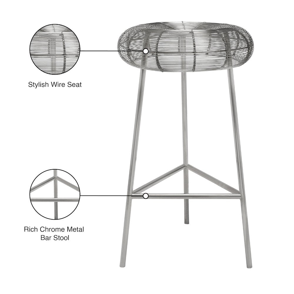 Tuscany Silver Metal Bar Stool