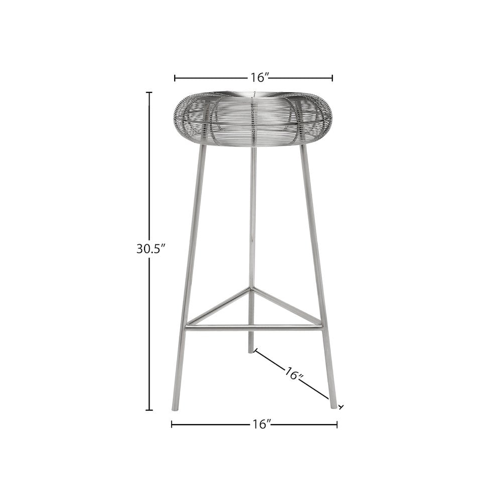 Tuscany Silver Metal Bar Stool