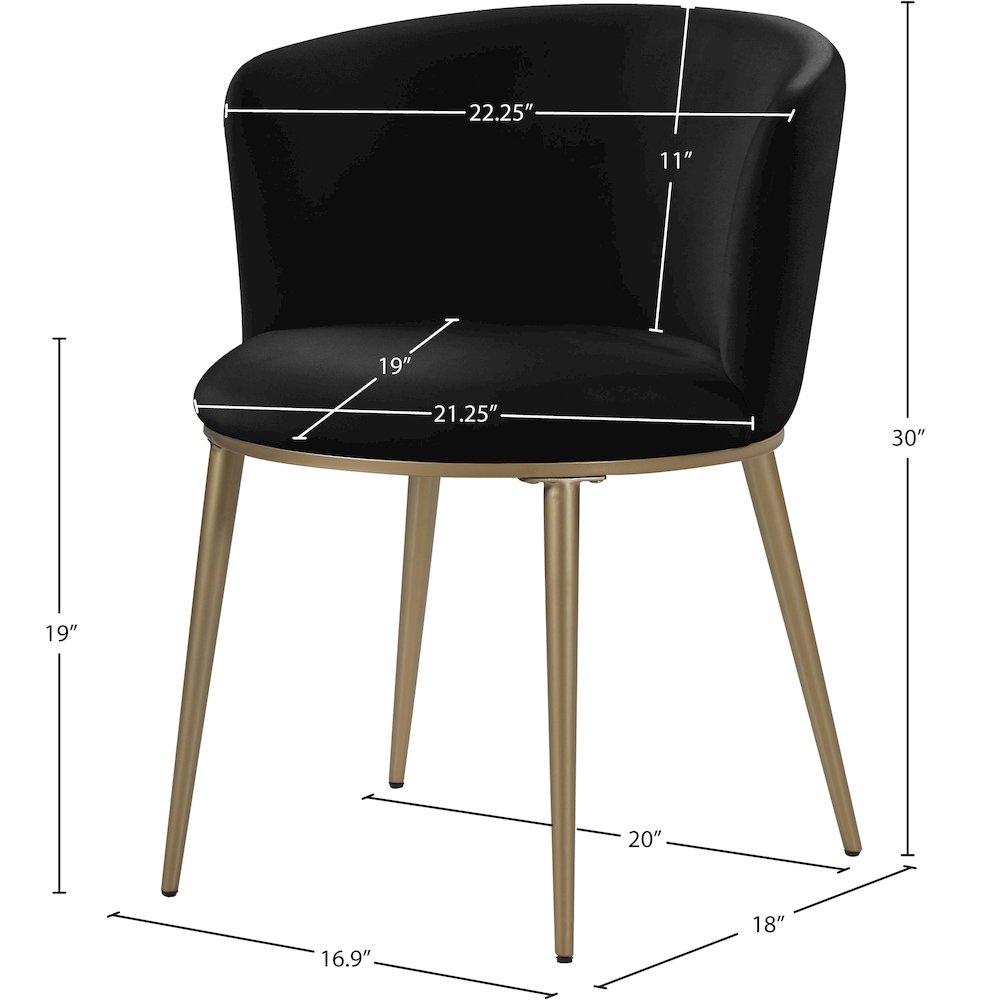 Skylar Black Velvet Dining Chair, Set of 2