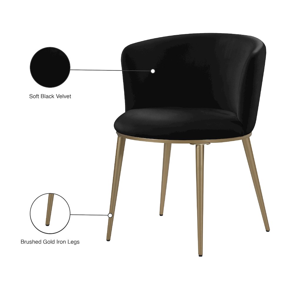 Skylar Black Velvet Dining Chair, Set of 2