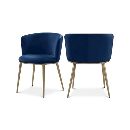 Skylar Navy Velvet Dining Chair, Set of 2