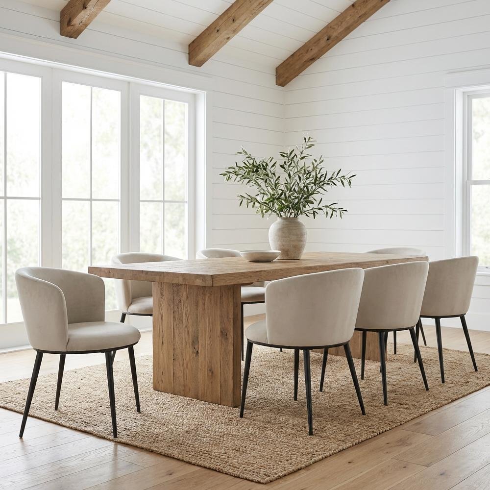 Matte Black Velvet Dining Chair Set of 2 with Cushioned Seat