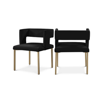Caleb Black Velvet Dining Chair, Set of 2