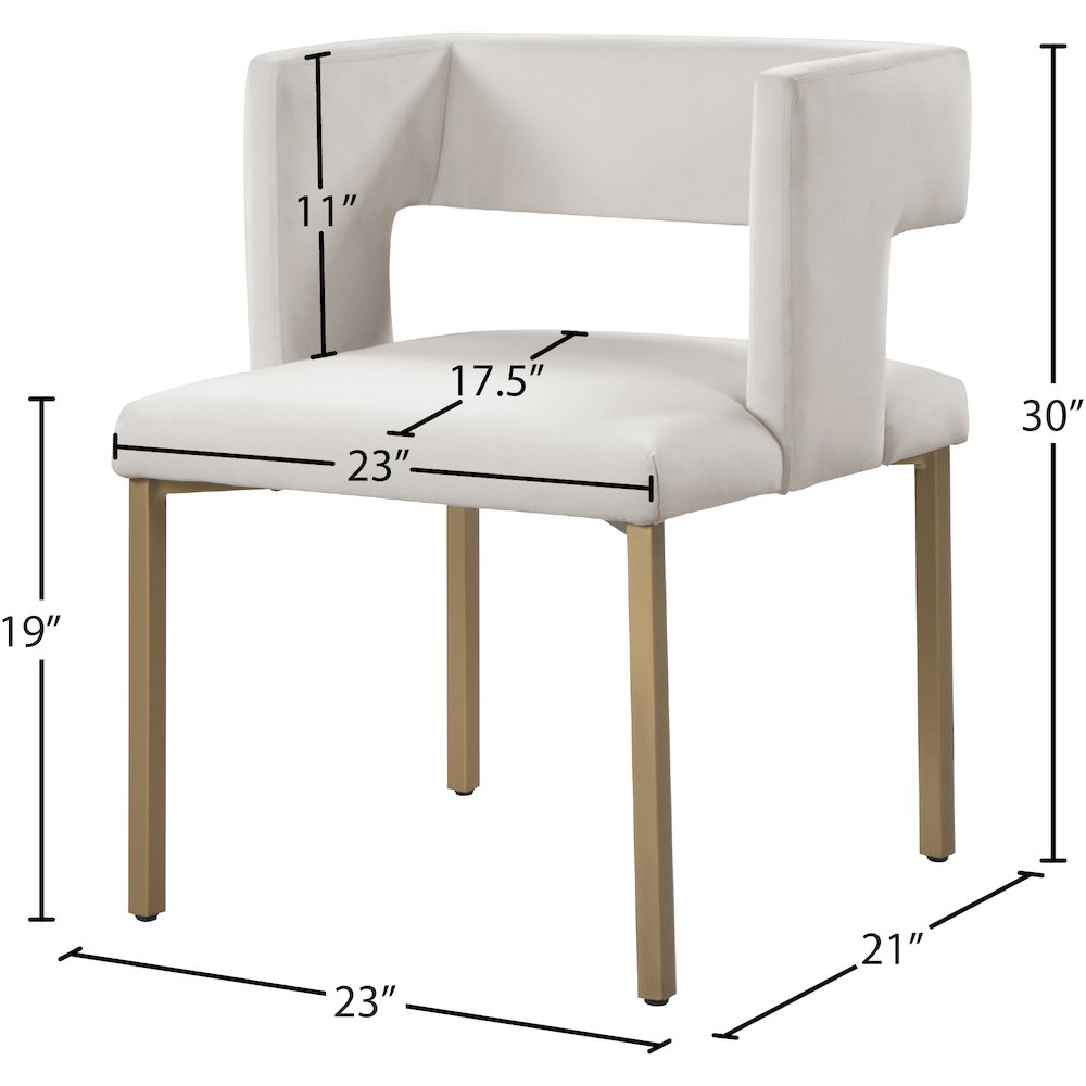 Caleb Cream Velvet Dining Chair, Set of 2