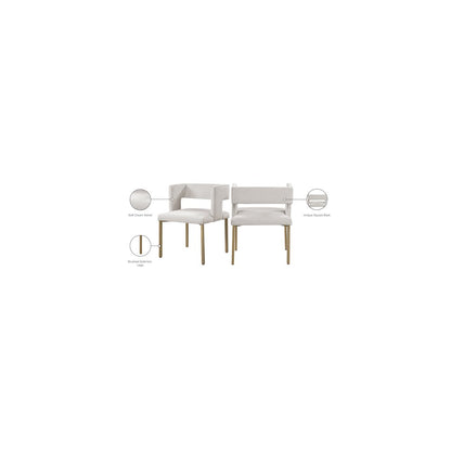 Caleb Cream Velvet Dining Chair, Set of 2