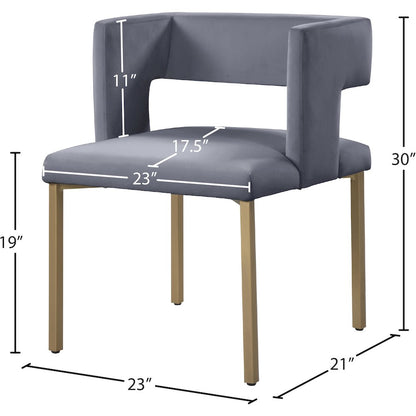 Caleb Grey Velvet Dining Chair, Set of 2