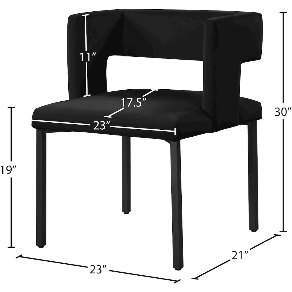 Caleb Black Velvet Dining Chair, Set of 2