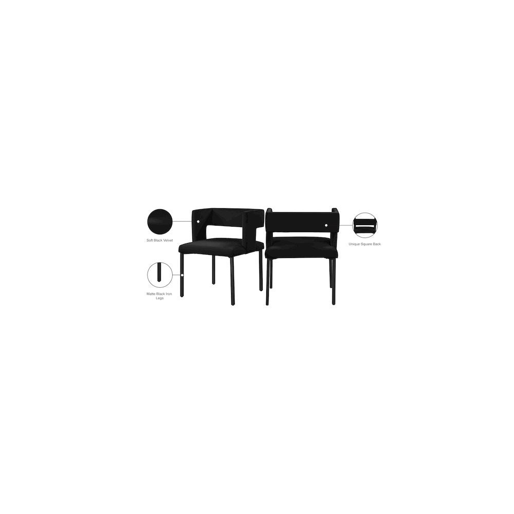 Caleb Black Velvet Dining Chair, Set of 2