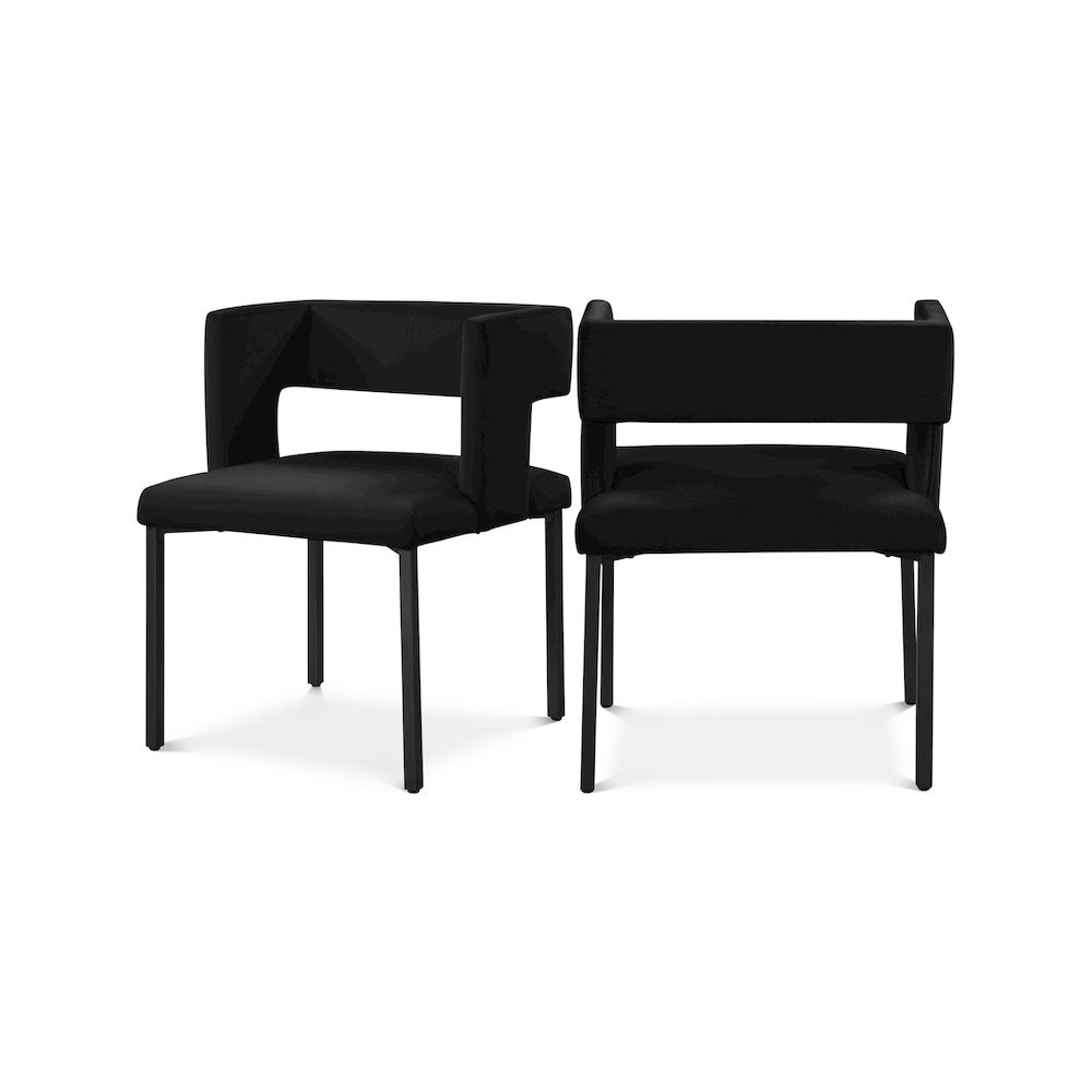 Caleb Black Velvet Dining Chair, Set of 2