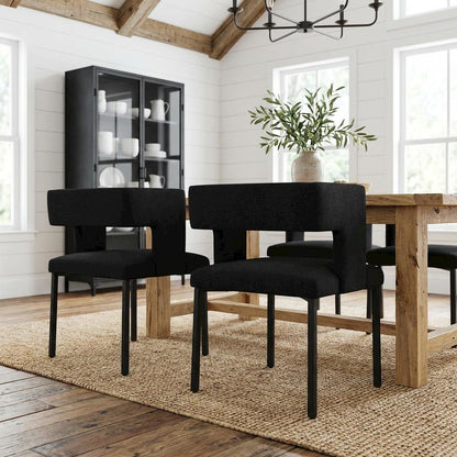 Matte Black Velvet Dining Chairs Set of 2 with Contemporary Style