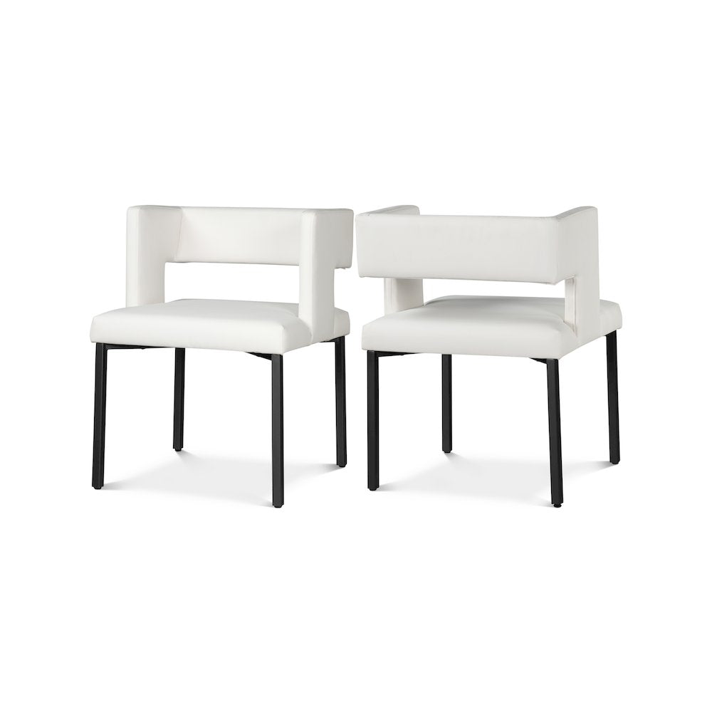 Caleb White Vegan Leather Dining Chair, Set of 2