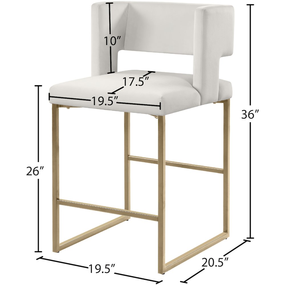 Caleb Cream Velvet Counter Stool, Set of 2
