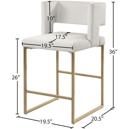 Caleb Cream Velvet Counter Stool, Set of 2