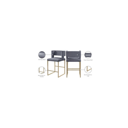 Caleb Grey Velvet Counter Stool, Set of 2