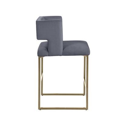 Caleb Grey Velvet Counter Stool, Set of 2
