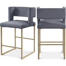 Caleb Grey Velvet Counter Stool, Set of 2