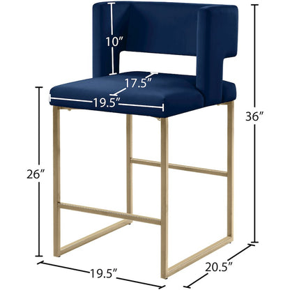 Caleb Navy Velvet Counter Stool, Set of 2