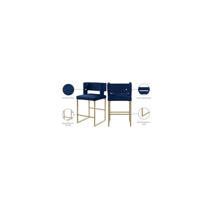Caleb Navy Velvet Counter Stool, Set of 2