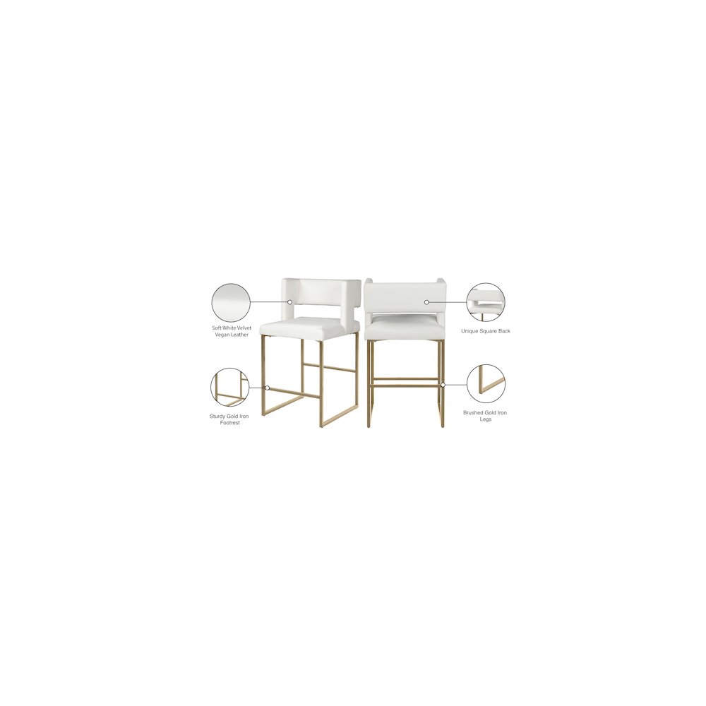 Caleb White Vegan Leather Counter Stool, Set of 2