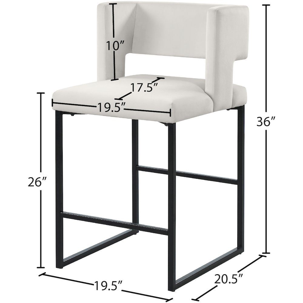 Caleb Cream Velvet Counter Stool, Set of 2