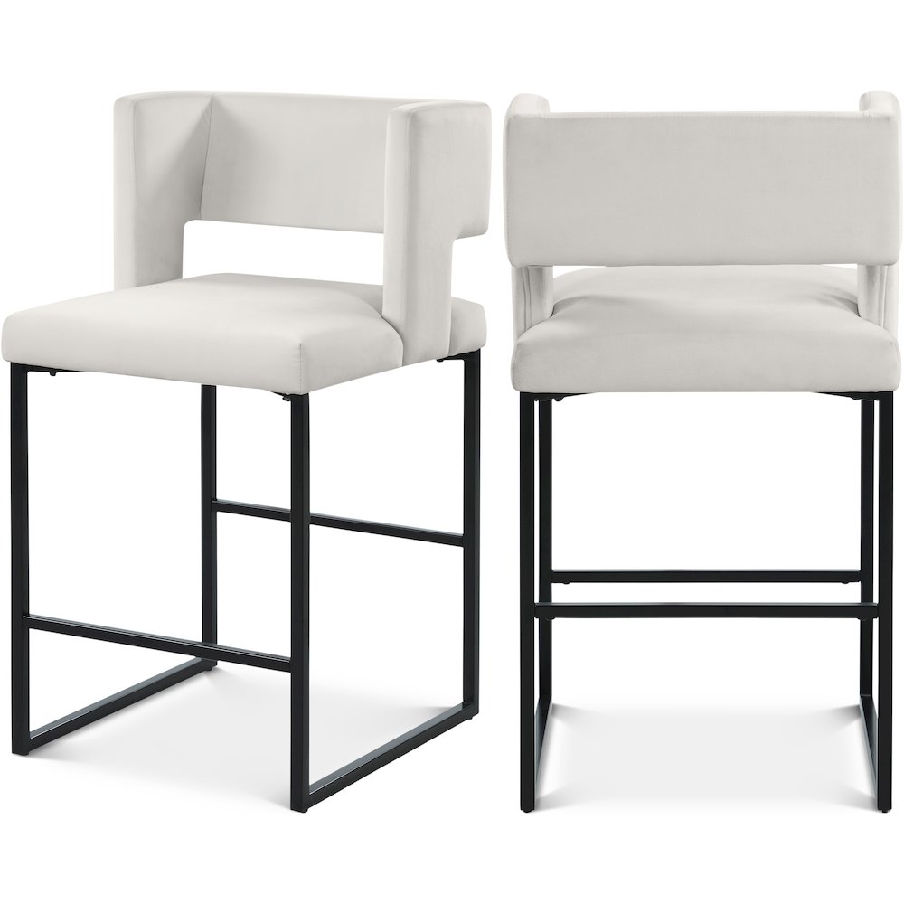 Caleb Cream Velvet Counter Stool, Set of 2