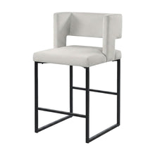 Velvet Upholstered Counter Height Bar Stools Set of 2, Cream Velvet
