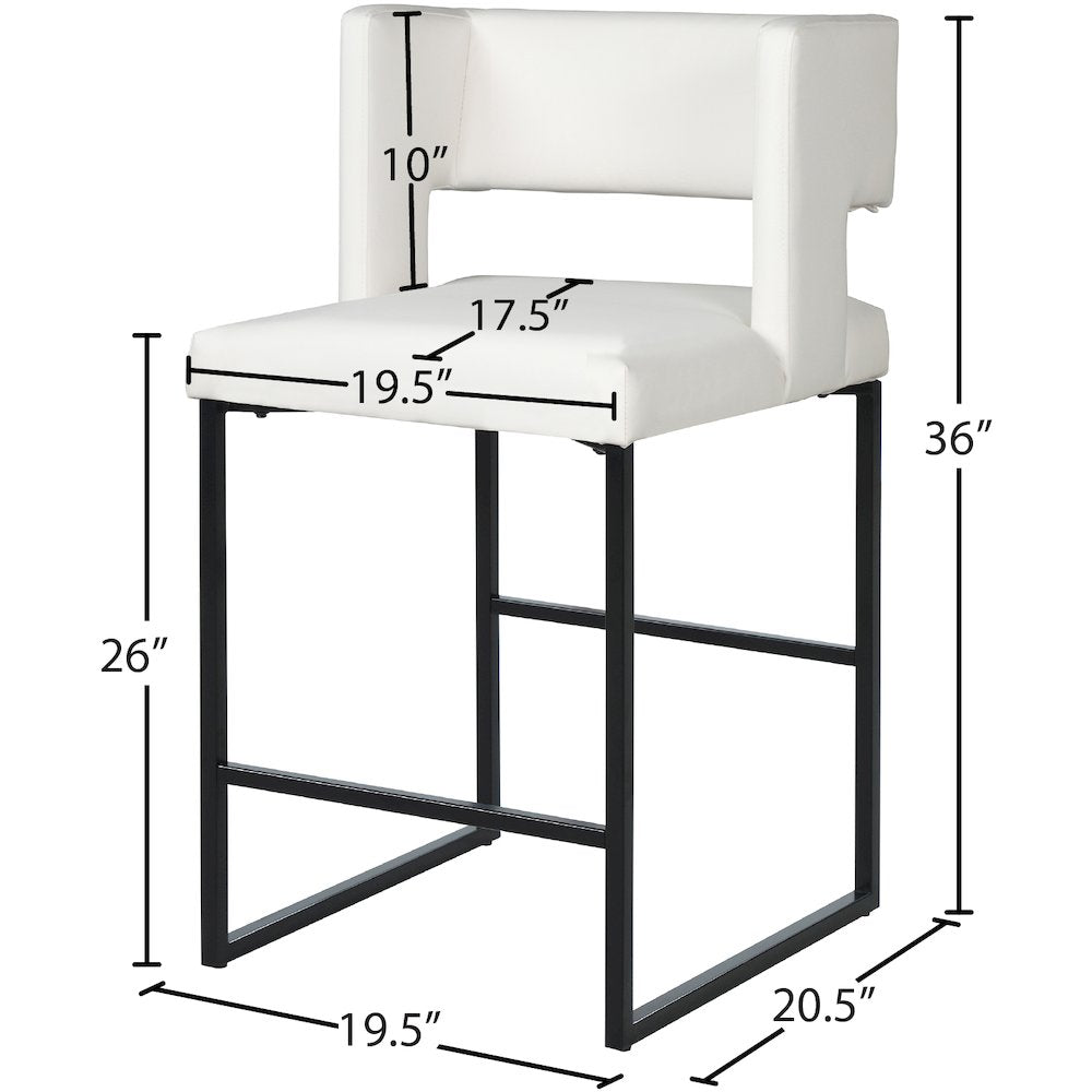 Caleb White Vegan Leather Counter Stool, Set of 2