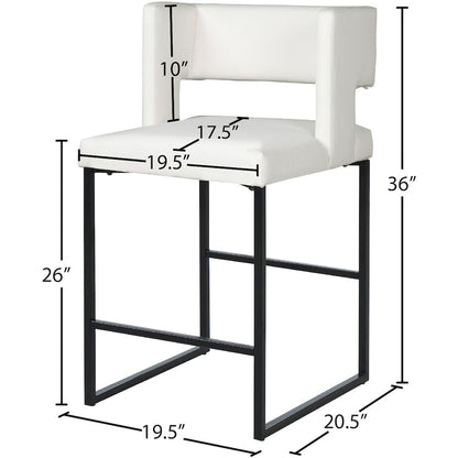 Caleb White Vegan Leather Counter Stool, Set of 2