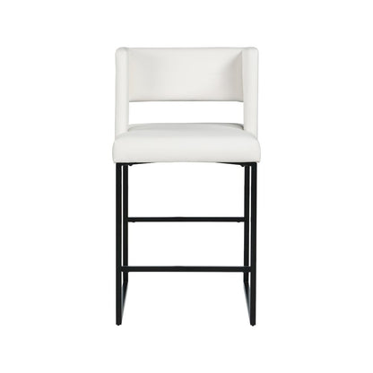 Caleb White Vegan Leather Counter Stool, Set of 2