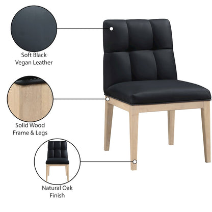 Adrian Black Vegan Leather Dining Side Chair, Set of 2
