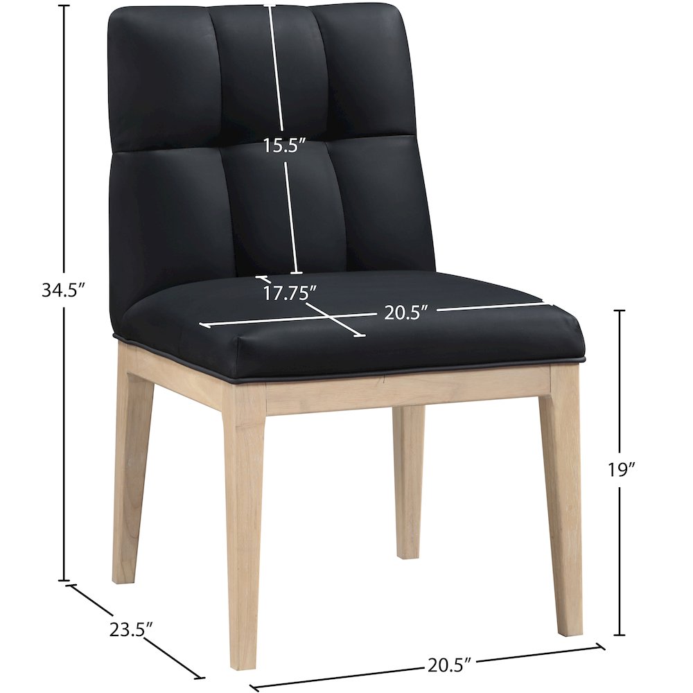 Adrian Black Vegan Leather Dining Side Chair, Set of 2