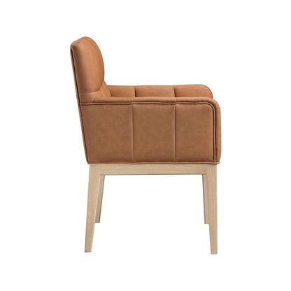 Adrian Cognac Vegan Leather Dining Arm Chair, Set of 2