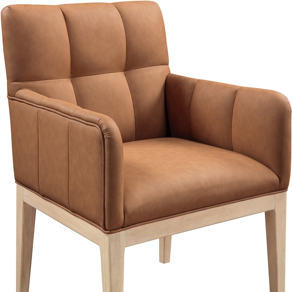 Adrian Cognac Vegan Leather Dining Arm Chair, Set of 2