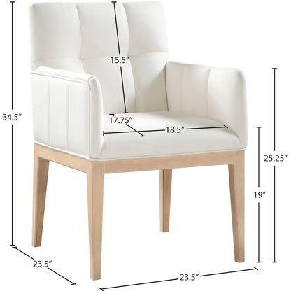 Adrian Cream Vegan Leather Dining Arm Chair, Set of 2