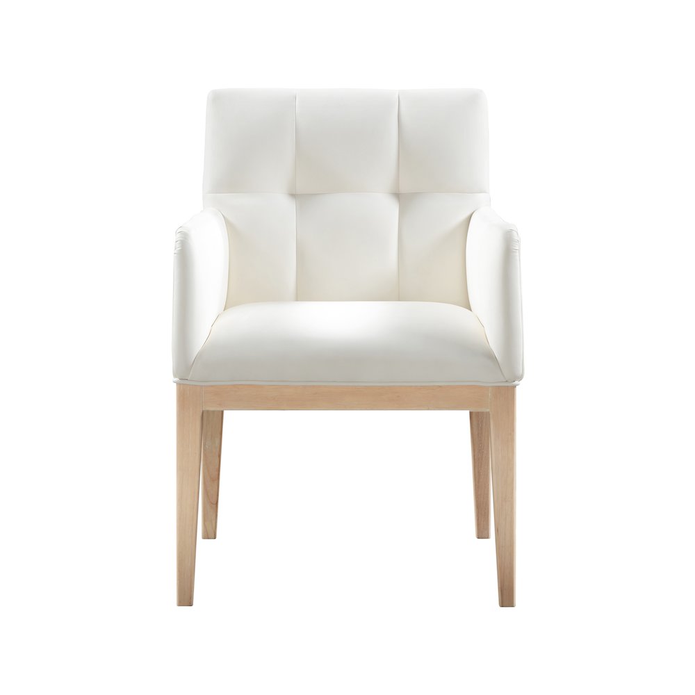 Adrian Cream Vegan Leather Dining Arm Chair, Set of 2