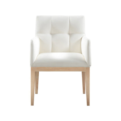 Adrian Cream Vegan Leather Dining Arm Chair, Set of 2
