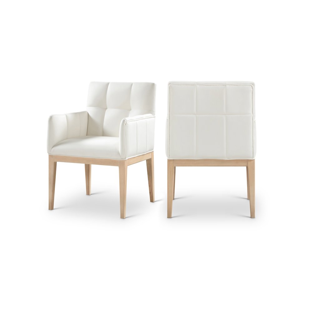 Adrian Cream Vegan Leather Dining Arm Chair, Set of 2