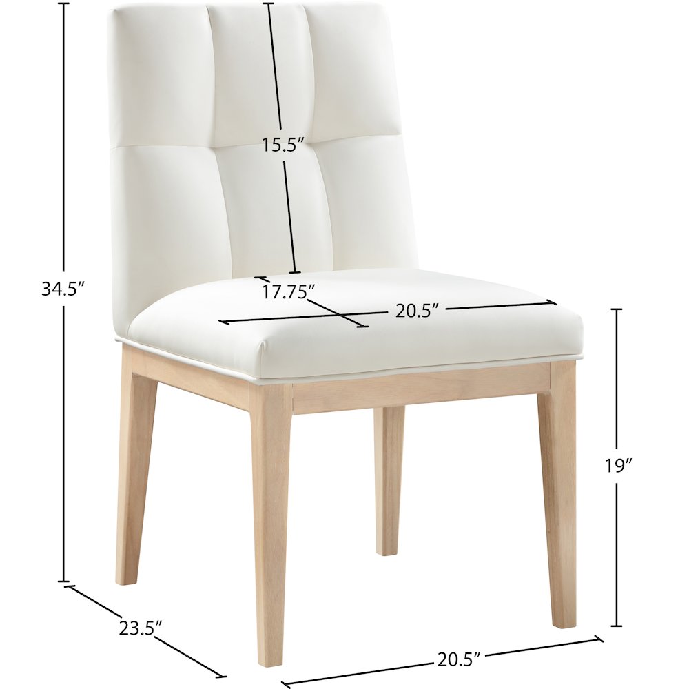 Adrian Cream Vegan Leather Dining Side Chair, Set of 2