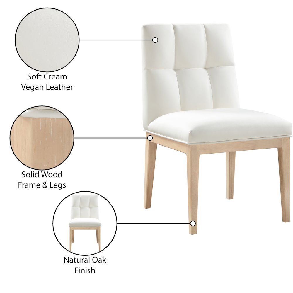 Adrian Cream Vegan Leather Dining Side Chair, Set of 2