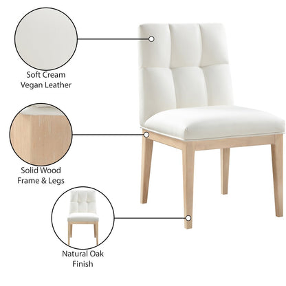 Adrian Cream Vegan Leather Dining Side Chair, Set of 2