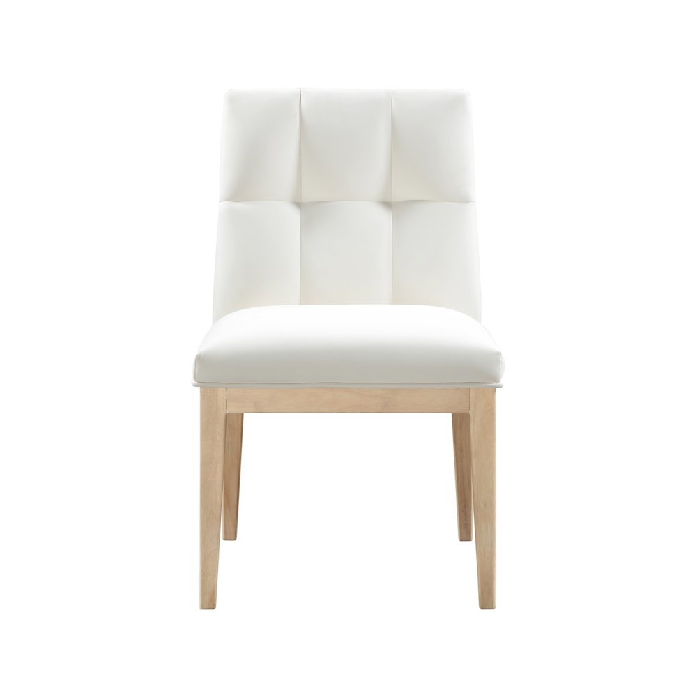 Adrian Cream Vegan Leather Dining Side Chair, Set of 2