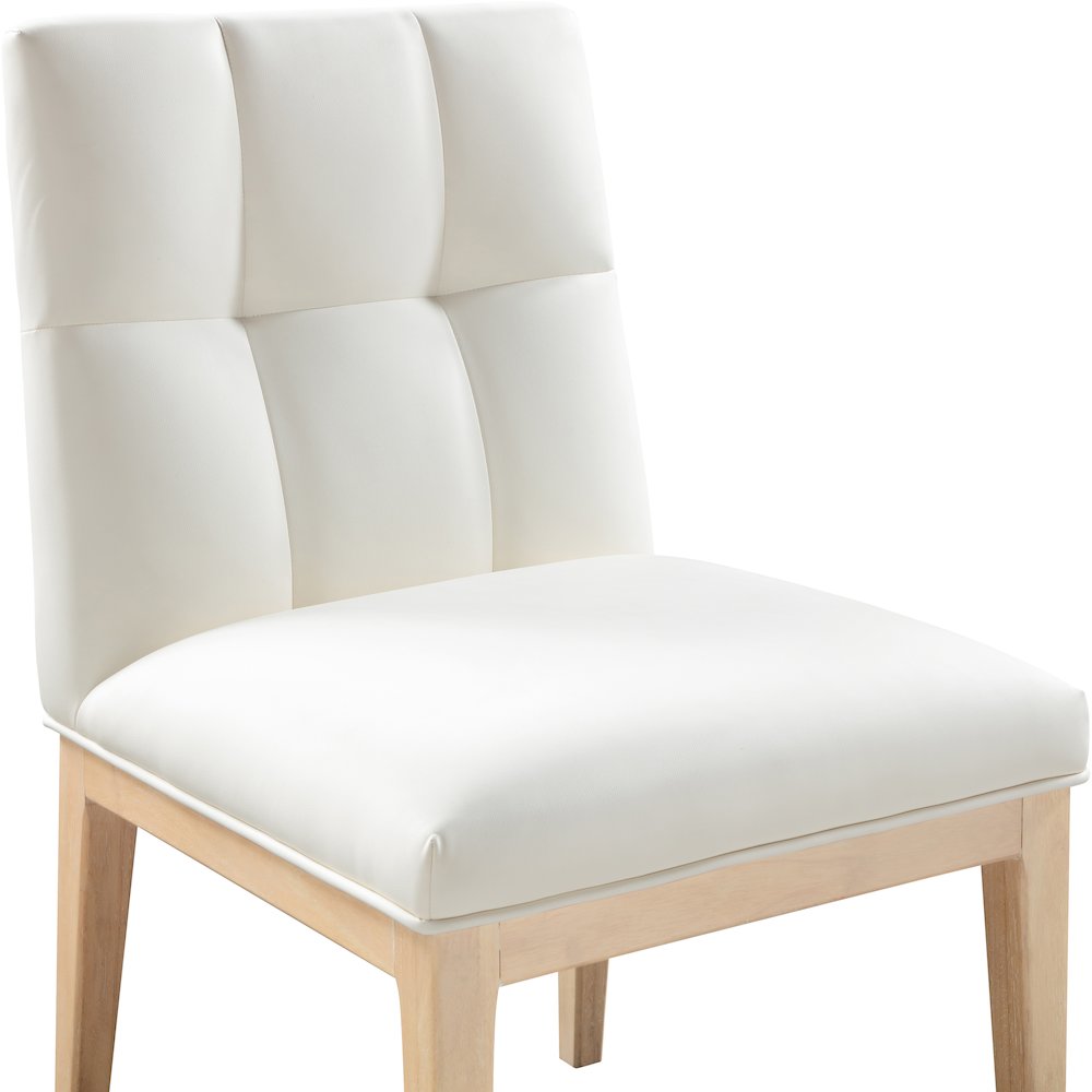 Adrian Cream Vegan Leather Dining Side Chair, Set of 2