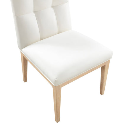 Adrian Cream Vegan Leather Dining Side Chair, Set of 2