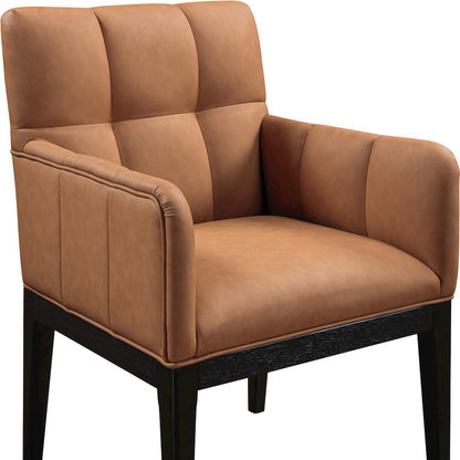 Adrian Cognac Vegan Leather Dining Arm Chair, Set of 2