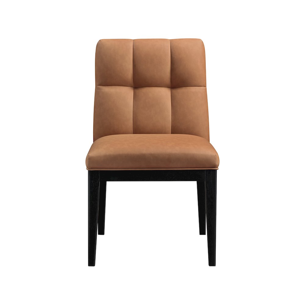 Adrian Cognac Vegan Leather Dining Side Chair, Set of 2