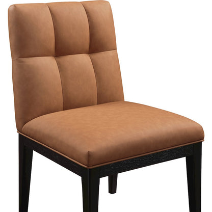 Adrian Cognac Vegan Leather Dining Side Chair, Set of 2