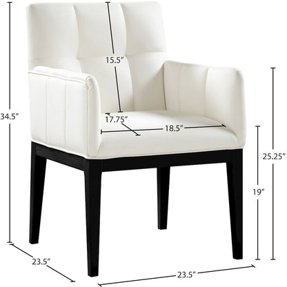 Adrian Cream Vegan Leather Dining Arm Chair, Set of 2
