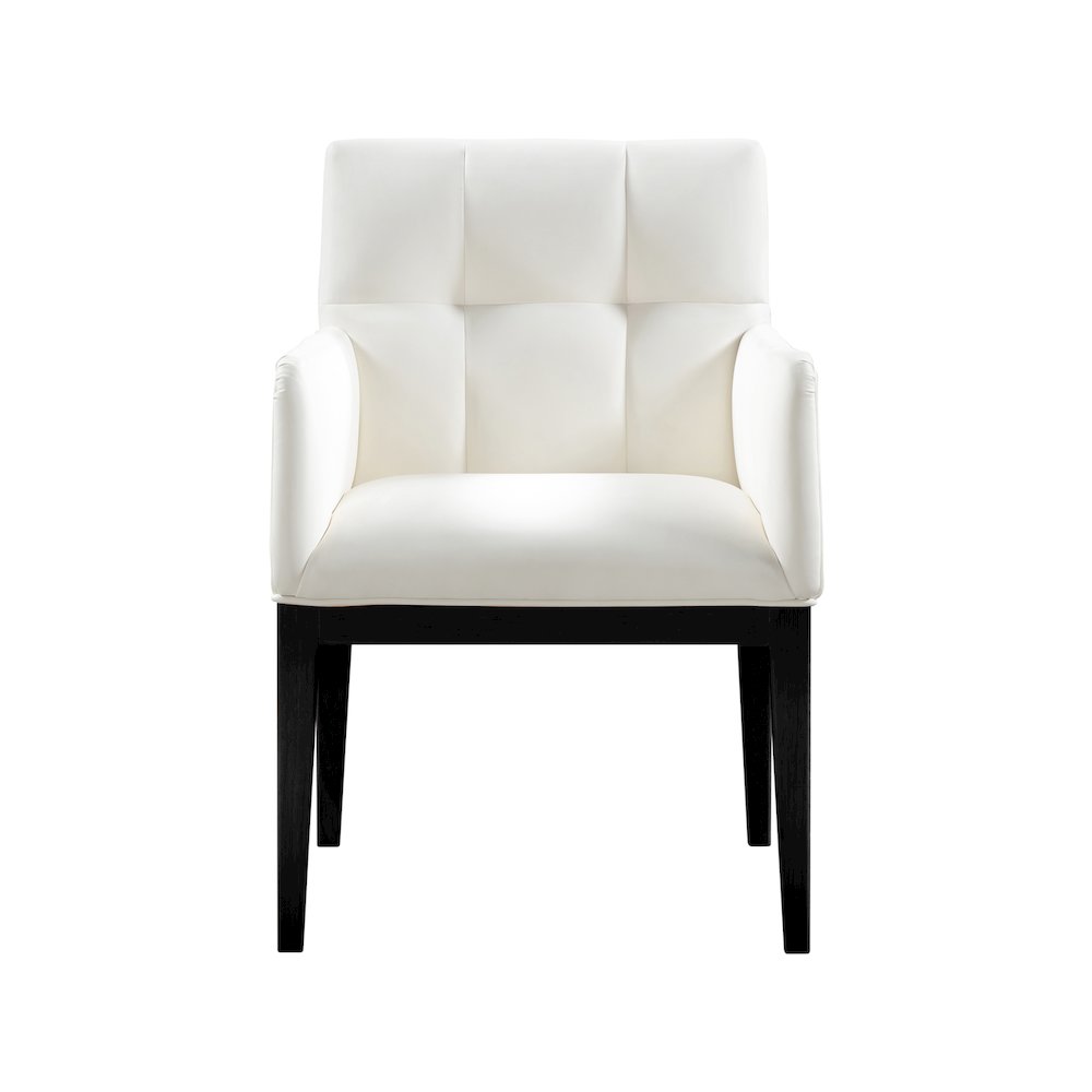 Adrian Cream Vegan Leather Dining Arm Chair, Set of 2